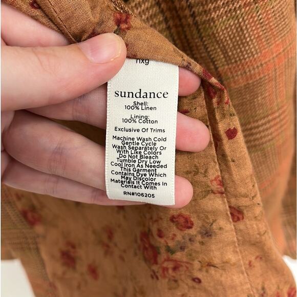 Sundance Edson Hill Plaid Linen Blazer Floral Rustic Autumnal Pockets Blazer XS - Picture 10 of 12